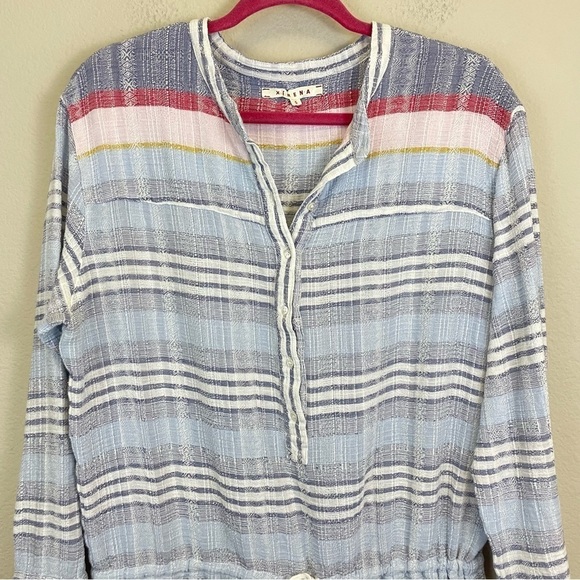 XIRENA Blue Striped Gauzy Long Sleeve Swim Cover Up Tunic‎ Size Small - Picture 6 of 10